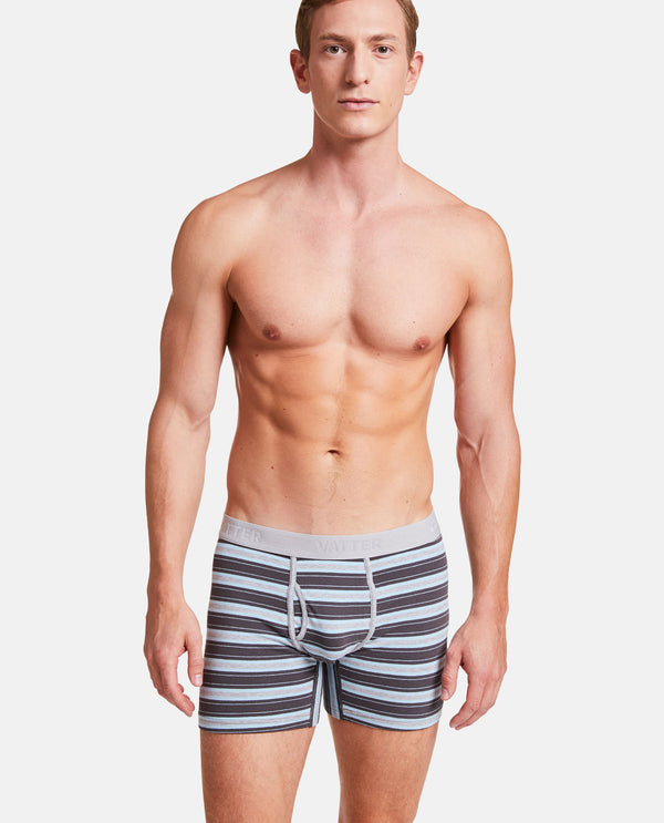 Boxer Brief "Classy Claus" Grey/Charcoal/Blue Stripes